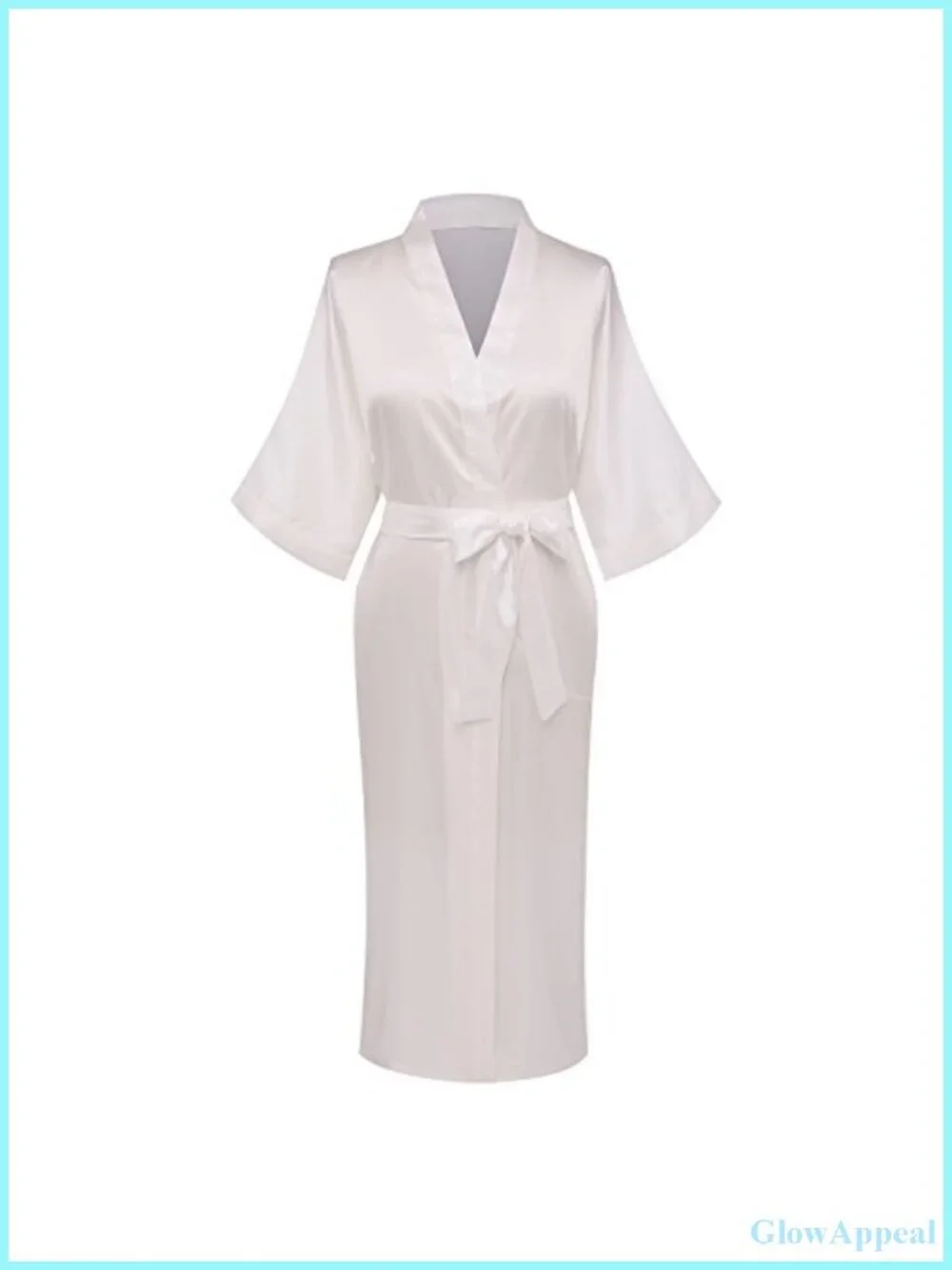 Women's Satin Kimono Robe Long Silk Feel Bathrobe Tie Waist Bridal Party